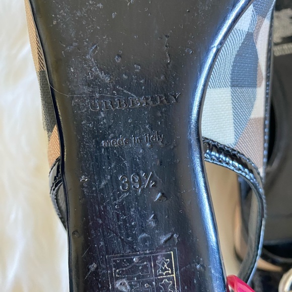 BURBERRY Nova Check slingback open toe flats, Sz. 39.5 - Picture 8 of 11